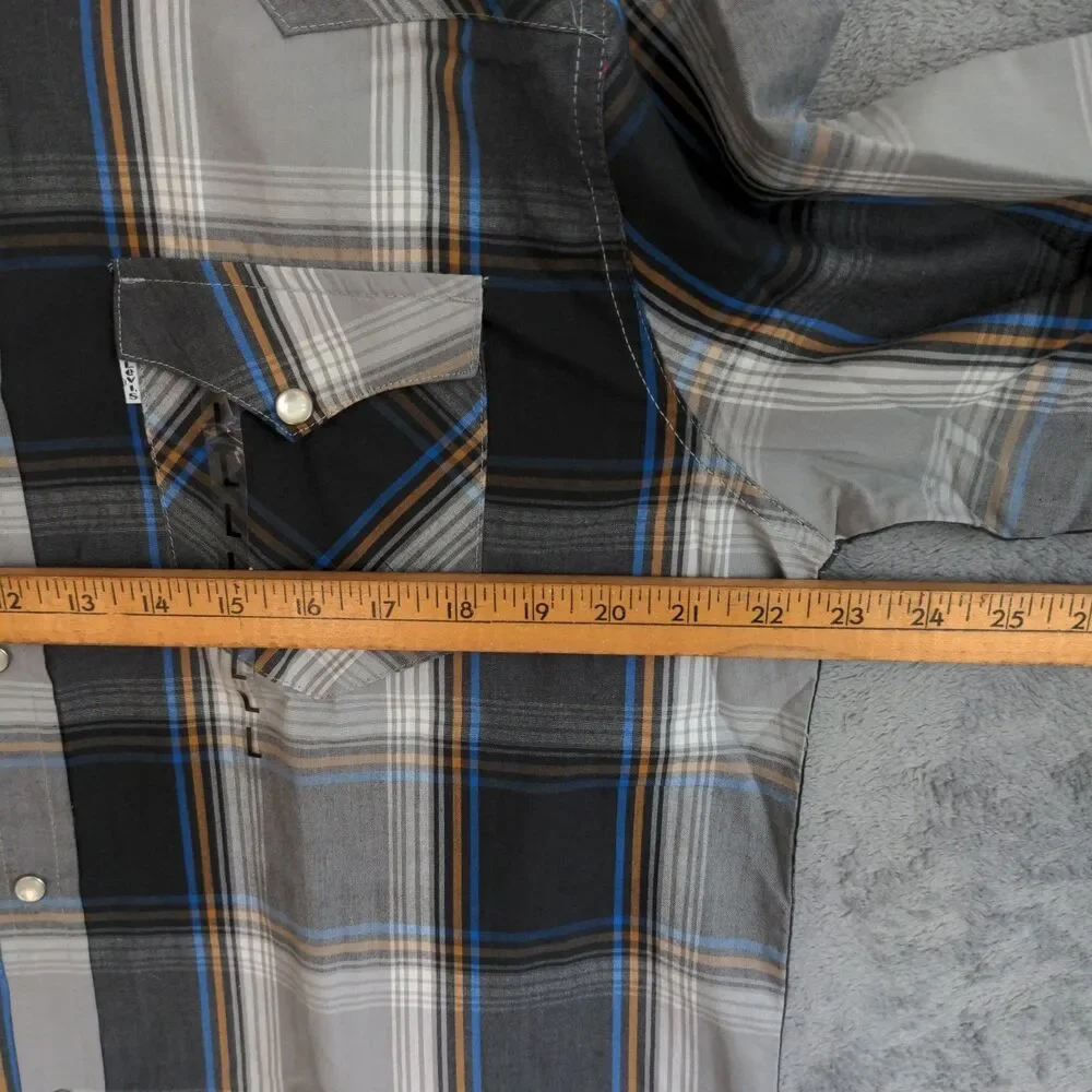 NWT Levi's Western Pearl Snap Shirt Mens L Plaid Standard Fit Long Sleeve